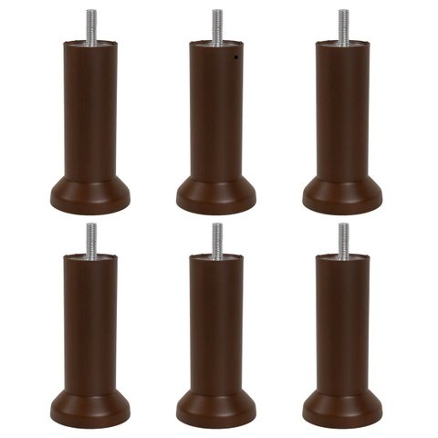 6 Pés Cama Box e Cabeceira Universal Castor Gazin Ortobom Pe de 13cm Tabaco