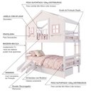 Ver imagem 4 de Beliche Infantil Casinha Dos Sonhos com Varanda 02 Gavetas Kit Escada/ Escorregador Madeira Maciça