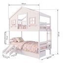 Ver imagem 3 de Beliche Infantil Casinha Dos Sonhos com Varanda 02 Gavetas Kit Escada/ Escorregador Madeira Maciça