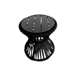 Mesa de Centro Sol em Corda Náutica e Base em Alumínio Preta 70cm Preta - 1