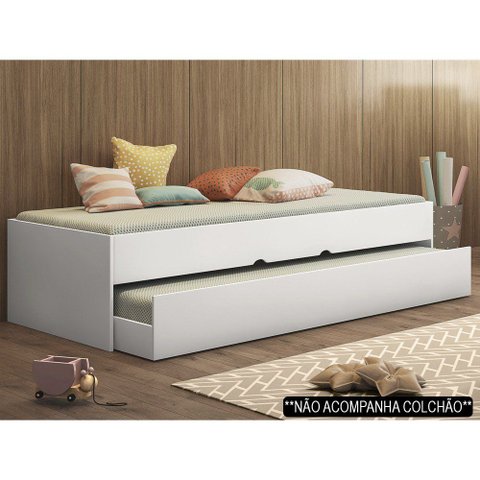 Bicama Solteiro Cama Auxiliar 100% Mdp Chiara Branco - Phoenix
