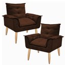 Ver imagem 2 de Kit 2 Poltrona Suede Marrom Café Cadeira Decorativa Opala Sala Recepção Pés Imbuia - Bela Móveis