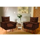 Ver imagem 1 de Kit 2 Poltrona Suede Marrom Café Cadeira Decorativa Opala Sala Recepção Pés Imbuia - Bela Móveis