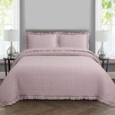 Ver imagem 1 de Kit Cobre Leito Colcha Allegra King 3 Peças Percal 300 Fios C- Babado Rose 100% Poliéster
