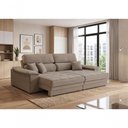 Ver imagem 1 de Sofá com Chaise Charlotte 3 Lugares Retrátil e Reclinável 180cm Bege Linho Cia Lar