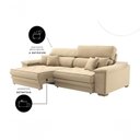 Ver imagem 5 de Sofá com Chaise Charlotte 3 Lugares Retrátil e Reclinável 180cm Bege Linho Cia Lar