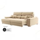 Ver imagem 3 de Sofá com Chaise Charlotte 3 Lugares Retrátil e Reclinável 180cm Bege Linho Cia Lar