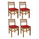 Ver imagem 2 de Kit 4 Cadeiras para Sala de Jantar em Madeira Maciça Diamante Vermelho