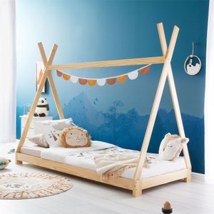 Cama Montessoriana Madeira Cabana com Estrado Elin Natural