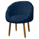 Ver imagem 3 de Kit Poltrona Decorativa Orgânica com Puff Flora Fixa Bouclê - Sofa Store:bouclê Azul Marinho