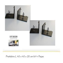 Prateleira L Decorativa Preta em Mdf 40x40 Cm Kit 4 Peças - 3