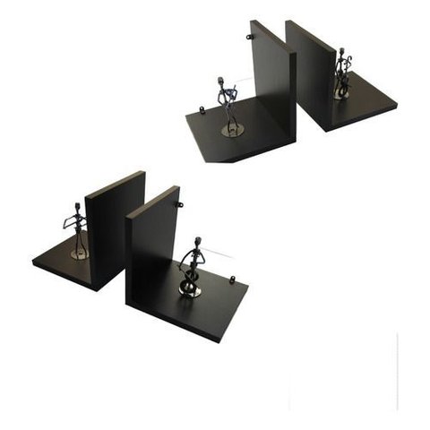 Prateleira L Decorativa Preta em Mdf 40x40 Cm Kit 4 Peças