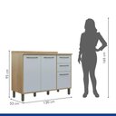 Ver imagem 3 de Balcão Armário Multiuso Para Cozinha 3 Portas 2 Gavetas Prateleira Multiuso Marrom Madeira Off