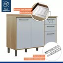 Ver mais imagens de Balcão Armário Multiuso Para Cozinha 3 Portas 2 Gavetas Prateleira Multiuso Marrom Madeira Off