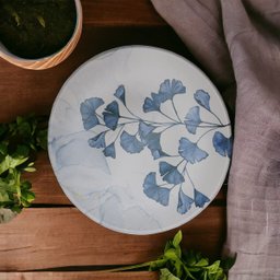 Prato Sobremesa Acetinado Floral Azul 20cm - 2
