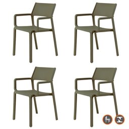Kit 4 Cadeiras Empilhável Inmetro Santorini Fratini em Polipropileno Cor Verde Musgo - 1