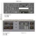 Ver imagem 4 de Cozinha Modulada 10 Pecas 240 Cm Ce792 Americana Cinza Calcare Henn