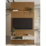 Painel Ripado Para TV Até 60 Polegadas 1.4 Com Nicho E Prateleira Nature Off White Linea Brasil - 2