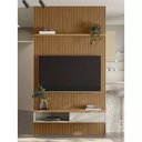 Ver imagem 2 de Painel Ripado Para TV Até 60 Polegadas 1.4 Com Nicho E Prateleira Nature Off White Linea Brasil