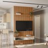 Painel Ripado Para TV Até 60 Polegadas 1.4 Com Nicho E Prateleira Nature Off White Linea Brasil - 1