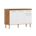 Ver imagem 1 de Balcão de Cozinha Modulado Dama 3 Portas e 1 Gaveta c/ Tampo Amendola/Branco - Demóbile