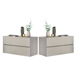 Kit 2 Mesa de cabeceira eros 60 Off White suspenso quarto - 1