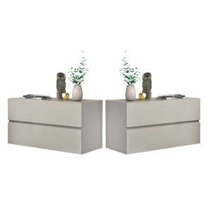 Kit 2 Mesa de cabeceira eros 60 Off White suspenso quarto