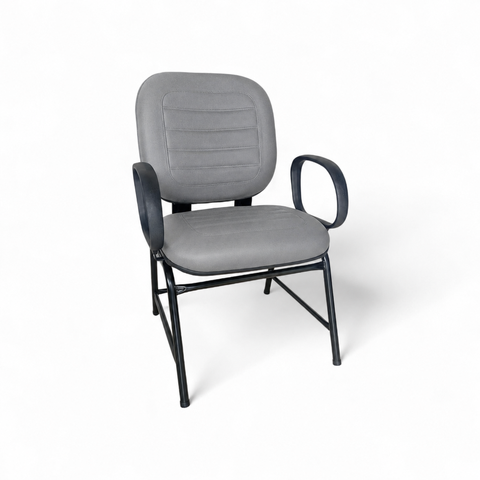 Cadeira Plus Size Fixa Reforçada 200kg Corino para Escritório Poltrona Ergonômica Recepção