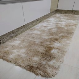 Passadeira 2,00 x 60cm Peluda Antiderrapante Shaggy - Mesclado: Palha - 4