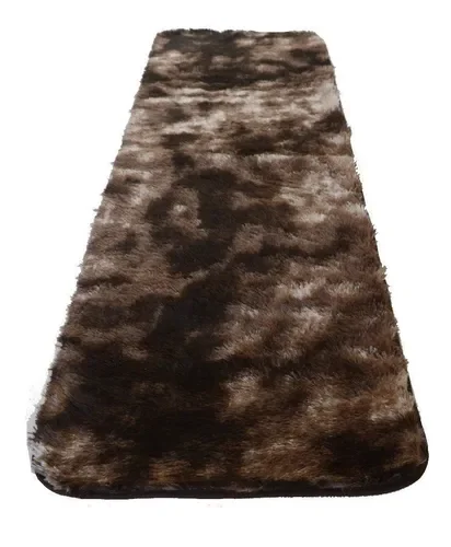 Passadeira 2,00 x 60cm Peluda Antiderrapante Shaggy - Mesclado: Palha