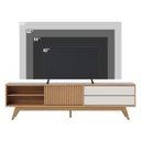 Ver imagem 3 de Rack Veneza 200cm P/tv até 75 Polegadas 1p Deslizante C/detalhe Ripado e Pés em Madeira Maciça Colib