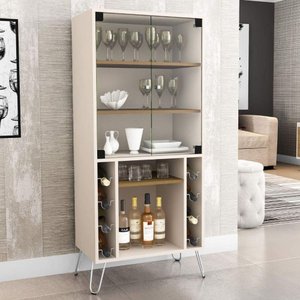 Cristaleira com Porta Garrafas 2 Portas Scala Móveis Bechara Off-white-cinamomo