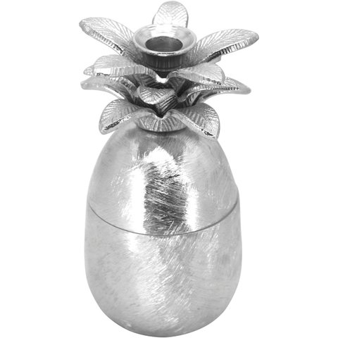 HOME&CO NEROLY CASTIÇAL 22x11x11cm METAL PRATA ABACAXI