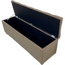 Ver imagem 3 de Puf Baú Estofado Tamanho King 190x40x45cm na Cor Bege Alta Capacidade de Armazenagem