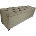 Ver imagem 1 de Puf Baú Estofado Tamanho King 190x40x45cm na Cor Bege Alta Capacidade de Armazenagem