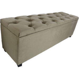 Puf Baú Estofado Tamanho King 190x40x45cm na Cor Bege Alta Capacidade de Armazenagem