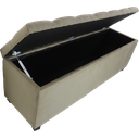 Ver imagem 2 de Puf Baú Estofado Tamanho King 190x40x45cm na Cor Bege Alta Capacidade de Armazenagem