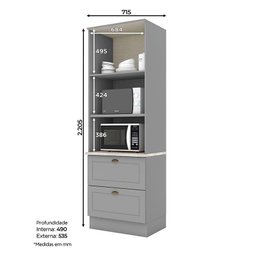 Torre Quente 2 Fornos Nova York Cinza com Tampo Calcare – Henn - 3