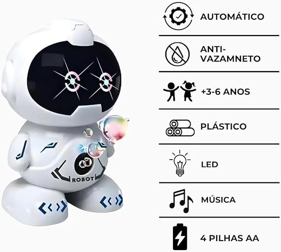 Mini Robô de Bolhas de Sabão Automático ,brinquedo Interativo, Diversão Infantil, Colorido - 6