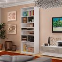 Ver imagem 2 de Sala de Estar Completa com Rack para TV até 45 Polegadas e Estante Espresso Móveis Bege