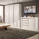 Ver imagem 1 de Quarto de Casal Laura com Guarda-Roupa Casal 3 Portas e Cômoda Espresso Móveis Branco