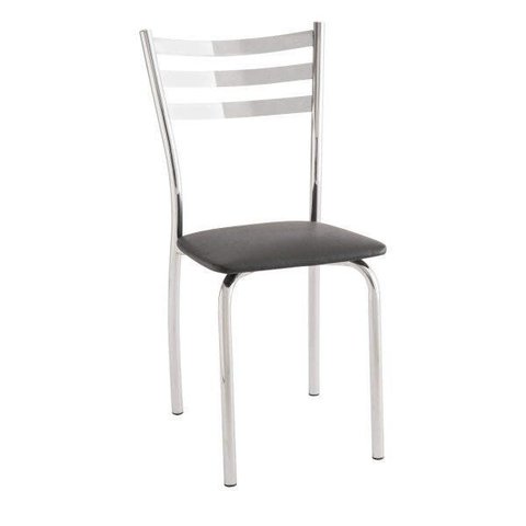 Cadeira para Cozinha com Assento Estofado 421 Preto/Cromado