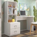 Ver imagem 2 de Escrivaninha Multifuncional 2 Gavetas 138cm Branco Plla