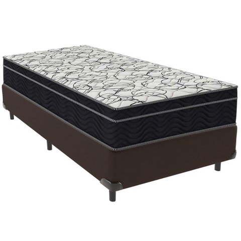 Cama Box Marrom e Colchão Airtech 150 Espuma D45 Solteiro Ortobom
