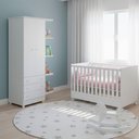 Ver imagem 1 de Quarto de Bebe Infantil Doce Sonho Berço Mini Cama e Guarda Roupas Multiuso Qmovi