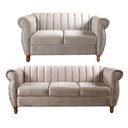 Ver imagem 2 de Conjunto Realeza 2 e 3 Lugares Cor:Veludo Capuccino 250