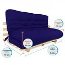 Ver imagem 5 de Sofa Cama Futon Oriental King Azul Royal Acquablock Madeira Maciça Pinus Natural sem Pintura