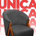 Ver imagem 7 de Poltrona Sala Yumi Veludo Cinza Pés Madeira Maciça Castanho