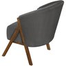 Poltrona Sala Yumi Veludo Cinza Pés Madeira Maciça Castanho - 3