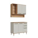 Ver imagem 3 de Cozinha Compacta Modulada 4 Peças com Tampo 1,20m e Nicho Decorativo Isabelle Bege/Freijó/Arenas